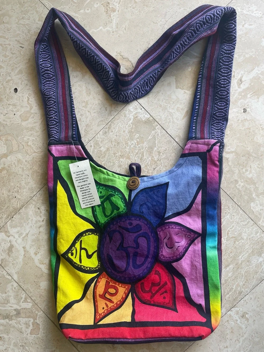 Boho Tie Dye Cotton Crossbody Hobo Bag In Green And Pink  Brand New - Picture 11 of 13
